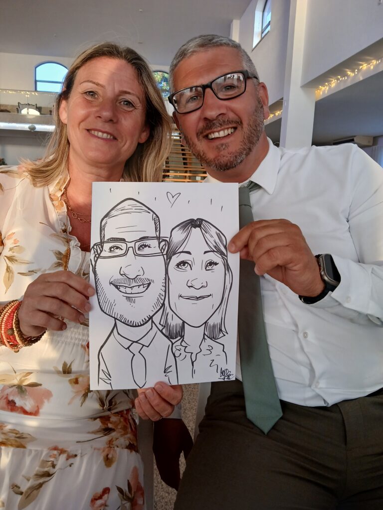 Caricaturas ao vivo em casamento